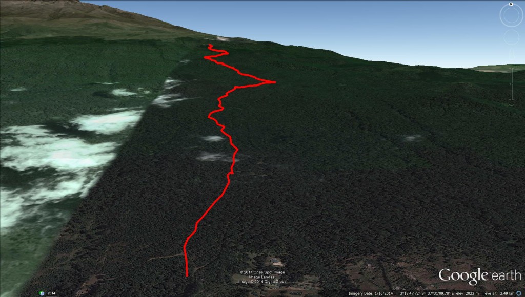 Kilimanjaro GPS Track marangu route google earth