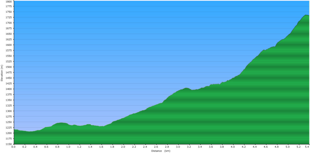 Elevation Profile of our Iago Peak Route