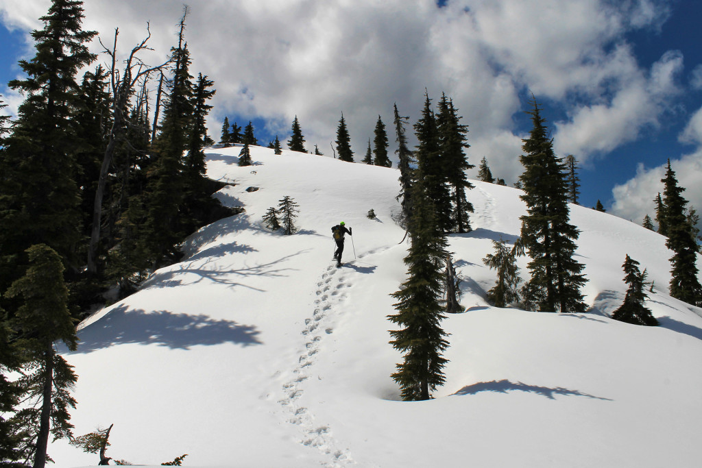 Ryan Climbing a Steep Section Along Iago Ridge