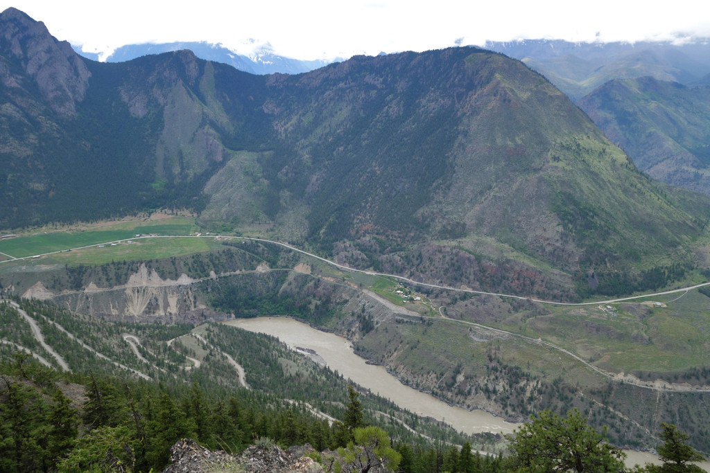 View of the Fraser Canyon from the First Viewpoint west pavilion camelshoof peak