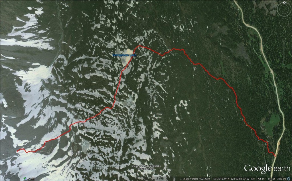 Google Earth Birdseye View of Semaphore Lakes Trail & Beyond hurley fsr railroad group