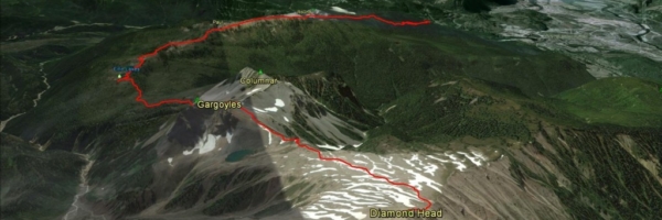 Google Earth 3D View of the Little Diamond Head Route