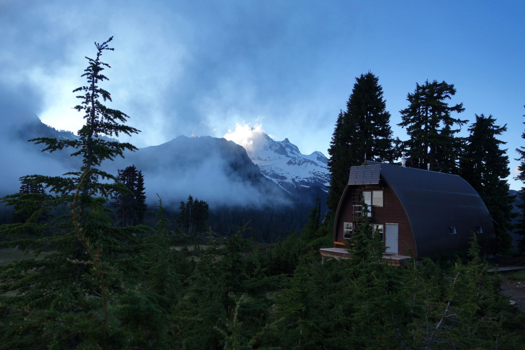 View of Elfin Lakes Hut and the Saddle in the Background garibaldi provincial park