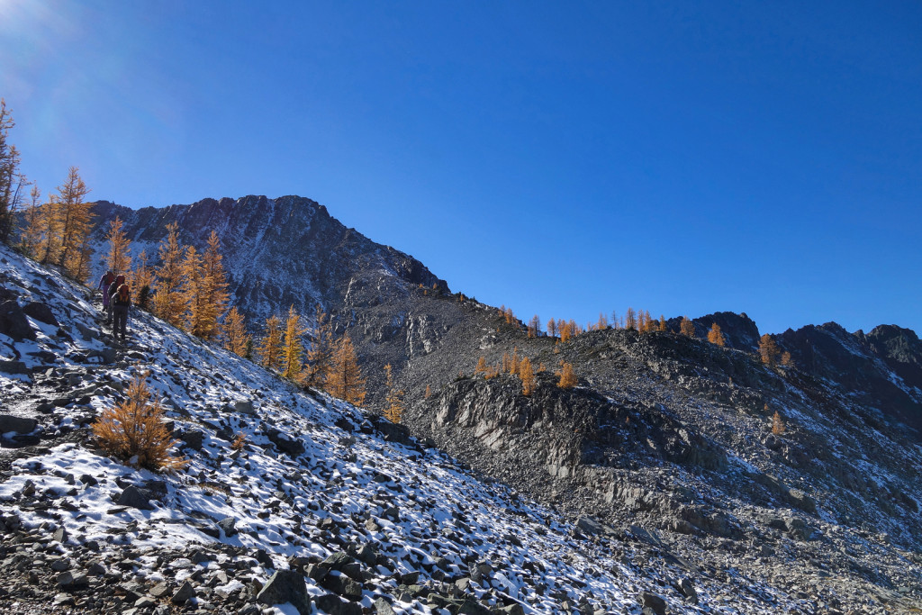 Approaching the Scree Slope Frosty Mountain Trail Manning Park