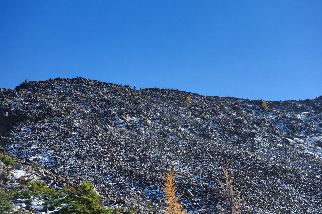 People Along the Ridge to Frosty Summit Golden Larches Manning Park
